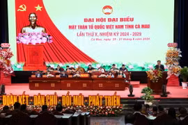 Quang cảnh Đại hội đại biểu Mặt trận Tổ quốc Việt Nam tỉnh Cà Mau lần thứ X, nhiệm kỳ 2024-2029. (Ảnh: Kim Há/TTXVN)