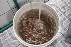 Trong 2 ngày 28-29/2, nước sinh hoạt của nhiều hộ dân ở thành phố Đồng Xoài biến thành màu đen. (Ảnh: TTXVN phát)