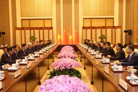 Quang cảnh buổi hội kiến. (Ảnh: Trí Dũng/TTXVN)
