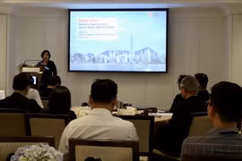 Quang cảnh buổi giao lưu 'Hong Kong (Trung Quốc) cùng Việt Nam-Khám phá các cơ hội đầu tư và kinh doanh.' (Ảnh: Xuân Anh/TTXVN)