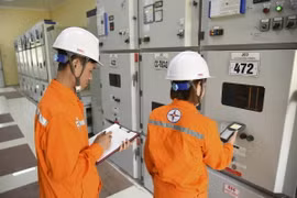 Công nhân điện lực kiểm tra chỉ số côngtơ. (Nguồn: TTXVN)