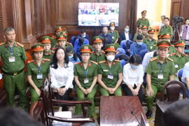Quang cảnh phiên xét xử vụ án xảy ra tại Tập đoàn Vạn Thịnh Phát, Ngân hàng SCB và các đơn vị liên quan ngày 11/4. (Ảnh: Thanh Vũ/TTXVN)