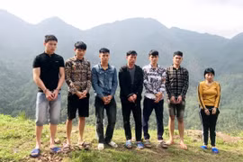 Công an huyện Bình Liêu phát hiện, bắt giữ 7 người có hành vi xuất cảnh trái phép sang Trung Quốc ngày 13/4. (Ảnh: TTXVN phát)