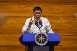Tổng thống Philippines Rodrigo Duterte phát biểu tại thủ đô Manila ngày 26/7/2021. (Ảnh: AFP/TTXVN)