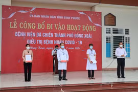 Bình Phước đưa vào hoạt động bệnh viện dã chiến Đồng Xoài quy mô 180 giường. (Ảnh: Đậu Tất Thành/TTXVN)