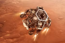 Hình ảnh mô phỏng tàu thăm dò Perseverance tiến gần tới bề mặt sao Hỏa. Ảnh do NASA cung cấp. (Nguồn: THX/TTXVN)