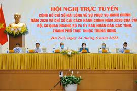 Phó Thủ tướng Thường trực Trương Hòa Bình, Trưởng ban Chỉ đạo cải cách hành chính của Chính phủ chủ trì hội nghị. (Ảnh: Minh Đức/TTXVN)