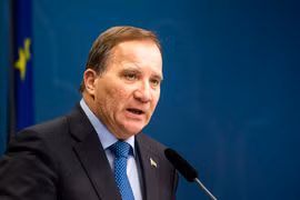 Thủ tướng Thụy Điển Stefan Lofven trong cuộc họp báo tại Stockholm. (Ảnh: AFP/TTXVN)