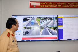Hình ảnh từ hệ thống giám sát, xử lý trật tự an toàn giao thông qua camera trên tuyến quốc lộ 1A đoạn qua địa bàn tỉnh Bình Thuận. (Ảnh: Nguyễn Thanh/TTXVN)