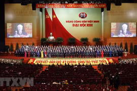 Đồng chí Nguyễn Phú Trọng, Tổng Bí thư BCHTW khóa XIII, Chủ tịch nước CHXHCN Việt Nam thay mặt BCHTW khóa XIII phát biểu ý kiến. (Ảnh: TTXVN) 