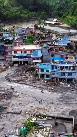 Thiệt hại sau lũ quét tại Nuwakot, Nepal. (Ảnh: ANI/TTXVN phát)