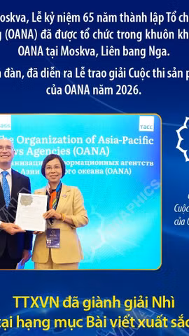 TTXVN giành Giải Nhì Cuộc thi Sản phẩm báo chí xuất sắc của OANA năm 2026