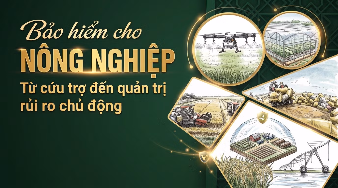 Vai trò của bảo hiểm nông nghiệp trong quản lý rủi ro, giúp nông dân chủ động ứng phó thiên tai và giảm thiểu thiệt hại kinh tế. (Ảnh: AI/Vietnam+)