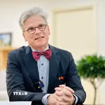 Đại sứ Bỉ tại Việt Nam Pieter Leenknegt trả lời phỏng vấn về ý nghĩa của chuyến thăm và triển vọng hợp tác giữa hai nước. (Ảnh: Việt Đức/TTXVN)