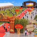 Phối cảnh 3D “Đại lộ Đại đoàn kết dân tộc” tại sự kiện " Ngày hội Đại đoàn kết toàn dân tộc" tổ chức tại Praha ngày 31/10. (Ảnh: TTXVN phát)