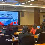 Hội thảo “Hợp tác ICT và AI Canada-Việt Nam: Từ đổi mới sáng tạo đến cơ hội thị trường.” (Ảnh minh họa: TTXVN phát)