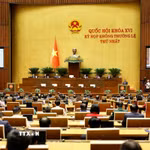 Chủ tịch Quốc hội Trần Thanh Mẫn phát biểu bế mạc Kỳ họp không thường lệ thứ nhất, Quốc hội khóa XVI. (Ảnh: Doãn Tấn/TTXVN)