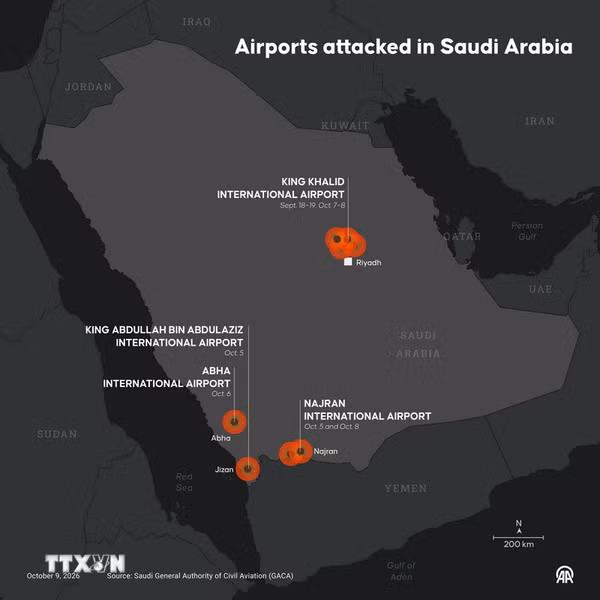 Quốc tế lên án mạnh mẽ vụ tấn công vào sân bay quốc tế ở thủ đô Saudi Arabia