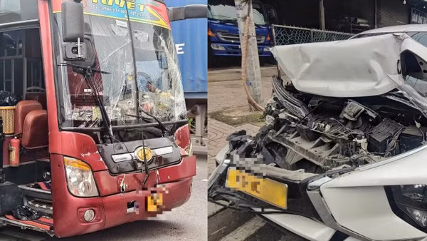 Xe giường nằm chở 20 khách mất phanh đâm liên hoàn 4 ôtô ở Thành phố Hồ Chí Minh