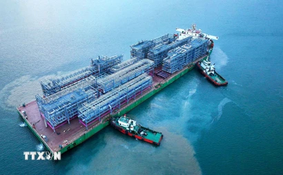 Gần 2.000 tấn Module “Made in Vietnam” do Doosan Vina sản xuất trên đường đến thị trường Hoa Kỳ. (Nguồn: TTXVN)