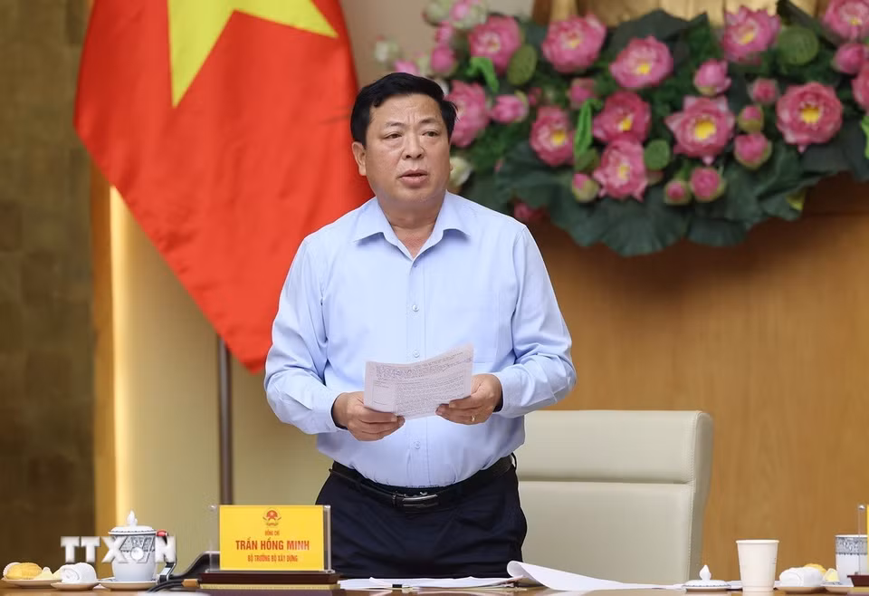 Bộ trưởng Bộ Xây dựng Trần Hồng Minh phát biểu. (Ảnh: Dương Giang/TTXVN)