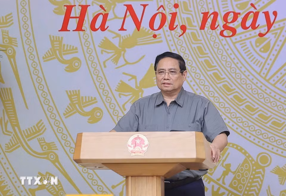 Thủ tướng Chính phủ Phạm Minh Chính chủ trì phiên họp. (Ảnh: Dương Giang/TTXVN)