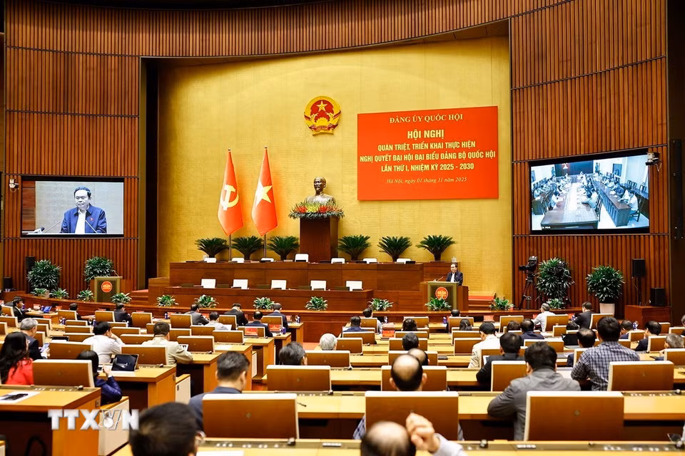 Chủ tịch Quốc hội Trần Thanh Mẫn phát biểu chỉ đạo hội nghị. (Ảnh: Doãn Tấn/TTXVN)