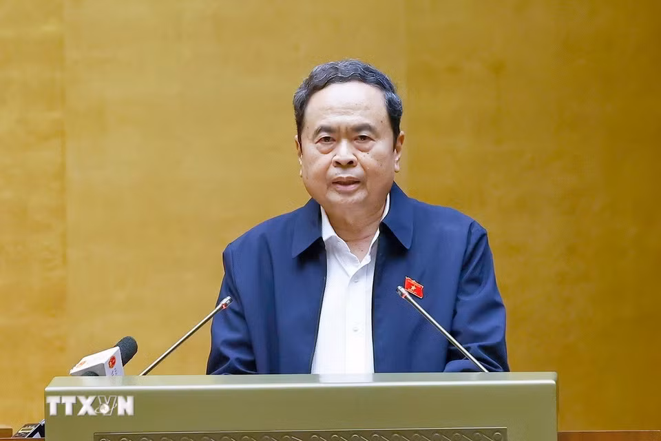 Chủ tịch Quốc hội Trần Thanh Mẫn phát biểu chỉ đạo hội nghị. (Ảnh: Doãn Tấn/TTXVN)