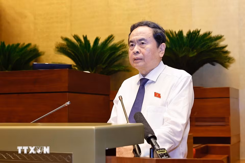 Chủ tịch Quốc hội Trần Thanh Mẫn phát biểu khai mạc Hội nghị. (Ảnh: Doãn Tấn/TTXVN)