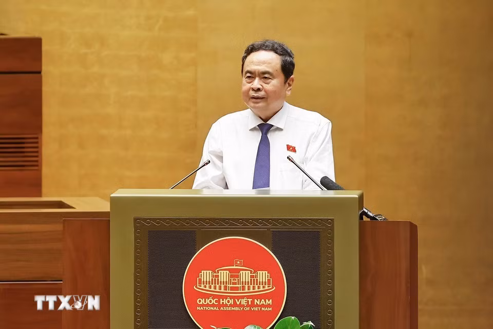 Chủ tịch Quốc hội Trần Thanh Mẫn phát biểu khai mạc Hội nghị. (Ảnh: Doãn Tấn/TTXVN)
