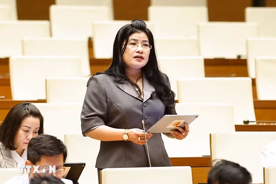 Đại biểu Quốc hội tỉnh Khánh Hòa Đàng Thị Mỹ Hương phát biểu. (Ảnh: Doãn Tấn/TTXVN)