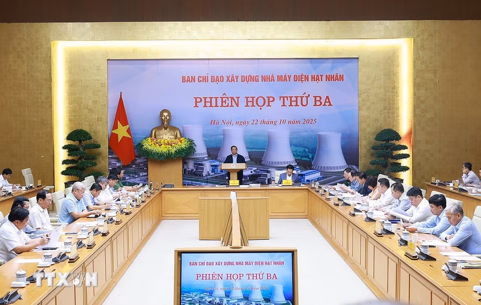 Phiên họp thứ ba Ban Chỉ đạo xây dựng nhà máy điện hạt nhân. (Ảnh: Dương Giang/TTXVN)
