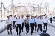 Chủ tịch Quốc hội Trần Thanh Mẫn cùng Đoàn công tác đến kiểm tra Dự án Trung tâm Hội nghị APEC. (Ảnh: Doãn Tấn/TTXVN)