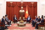 Tổng Bí thư, Chủ tịch nước Tô Lâm tiếp ông Maeda Tadashi, Chủ tịch Hội đồng quản trị Ngân hàng Hợp tác Quốc tế Nhật Bản (JBIC). (Ảnh: Thống Nhất/TTXVN)